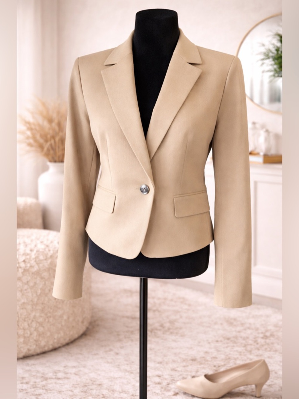 Company Ellen Tracy Blazer Khaki Tan Career Jacket Tailored Office Size 6 $228